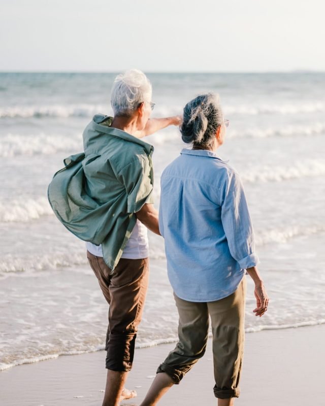 Viatical Settlements: Couple walking on the beach